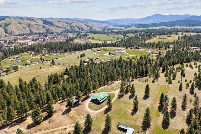 aerial view with a mountain view