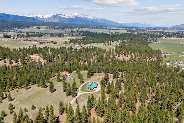 bird's eye view with a mountain view