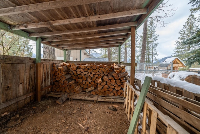 view of patio featuring fence