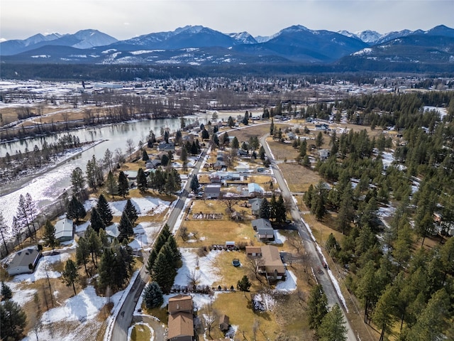 aerial view with a residential view and a mountain view