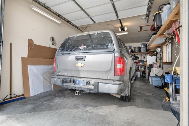 garage with a garage door opener