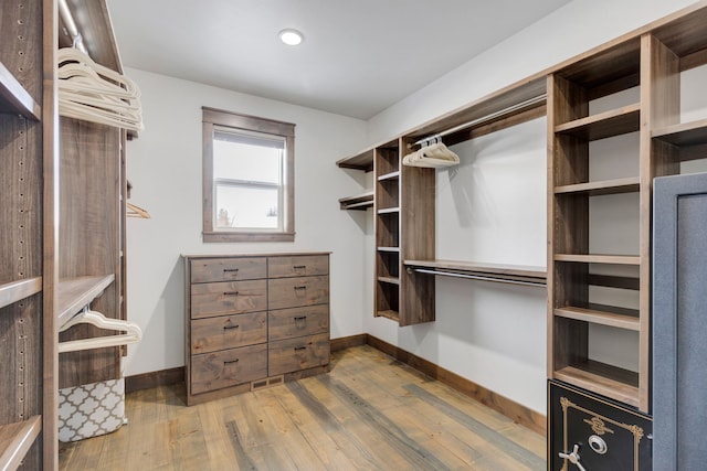 spacious closet with dark wood-type flooring