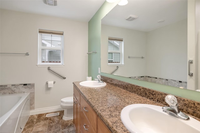 full bathroom with a healthy amount of sunlight, visible vents, and a sink