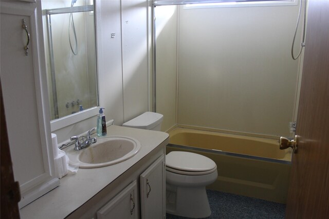 full bathroom featuring vanity, toilet, and bathing tub / shower combination