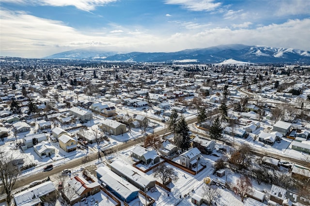 bird's eye view featuring a residential view and a mountain view