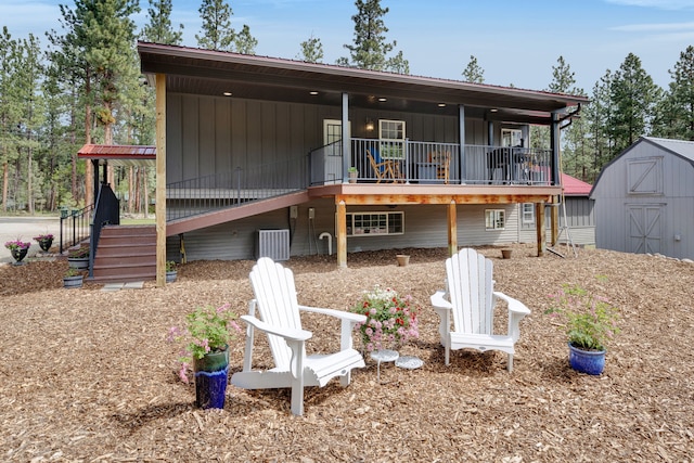 1743 Nighthawk Trl, Victor, MT 59875 - back of property with stairway