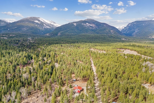 property view of mountains with a wooded view