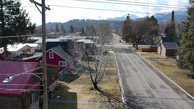 view of street with a mountain view