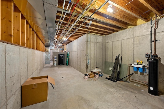 view of unfinished basement