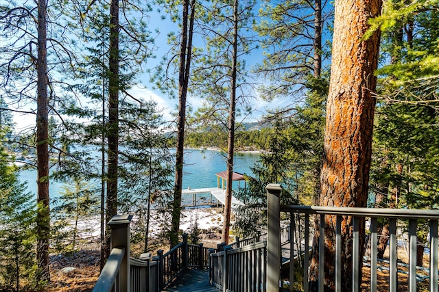 view of water feature featuring a dock