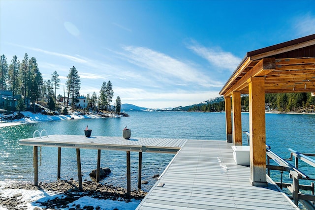 dock area featuring a water view