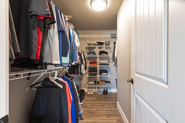 spacious closet featuring wood finished floors