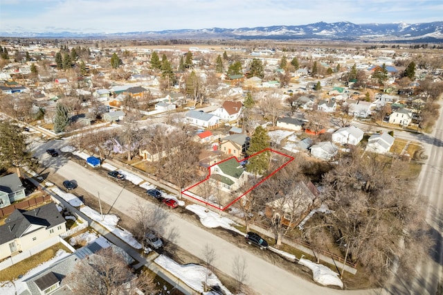 bird's eye view with a residential view and a mountain view