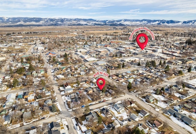 bird's eye view with a residential view and a mountain view