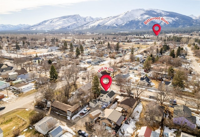 aerial view with a residential view and a mountain view