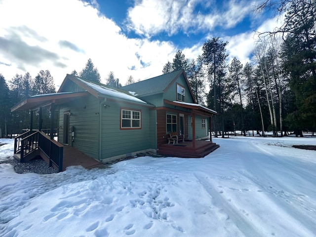 view of snowy exterior