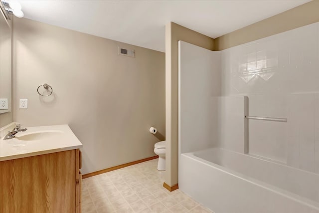 6864 Joy Dr, Missoula, MT 59803 - full bathroom with toilet, baseboards, vanity, and shower / bathtub combination