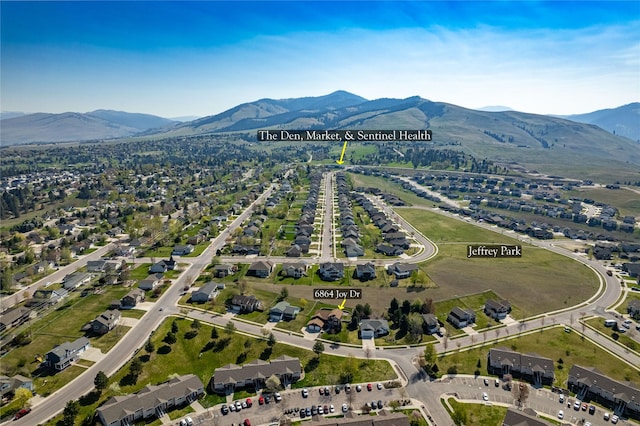6864 Joy Dr, Missoula, MT 59803 - aerial view of property's location with a mountainous background