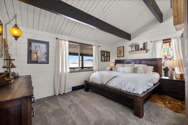65637 Mt Highway 37, Eureka, MT 59917 - carpeted bedroom featuring wood walls and wooden ceiling