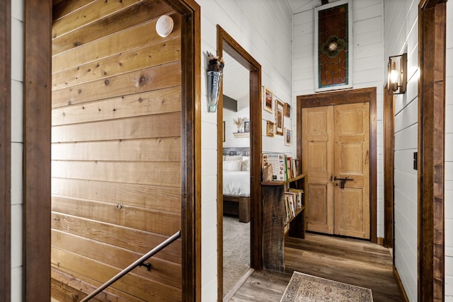 65637 Mt Highway 37, Eureka, MT 59917 - hall featuring wood finished floors and wood walls