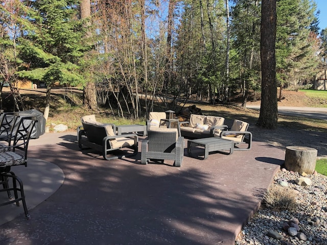 935 Pack Rat Ln, Whitefish, MT 59937 - view of patio / terrace with outdoor lounge area and grilling area
