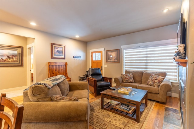935 Pack Rat Ln, Whitefish, MT 59937 - living room featuring light wood-type flooring and recessed lighting