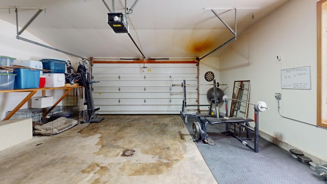 garage with a garage door opener