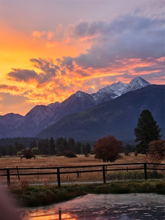 mountain view with a rural view