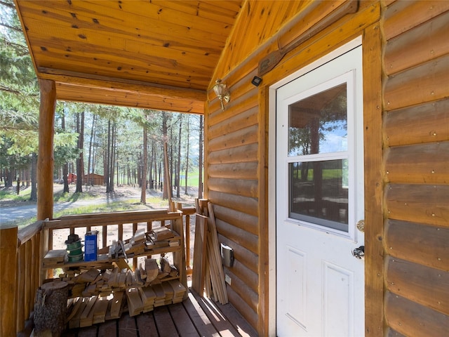 wooden terrace with covered porch