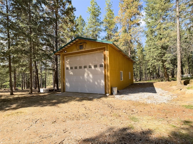 view of detached garage