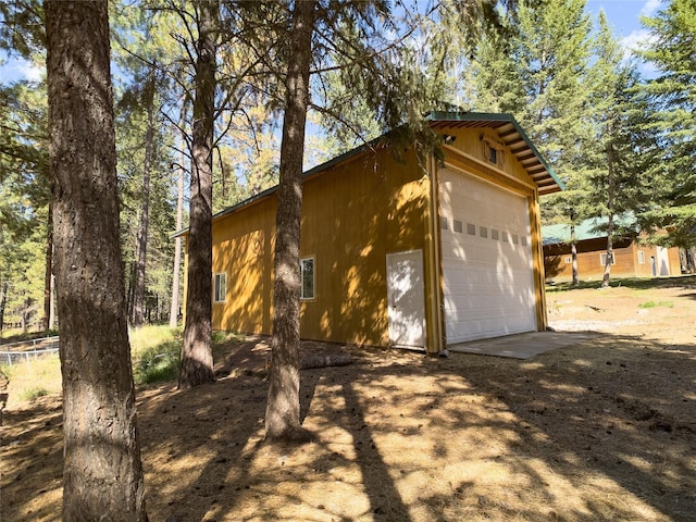 view of detached garage