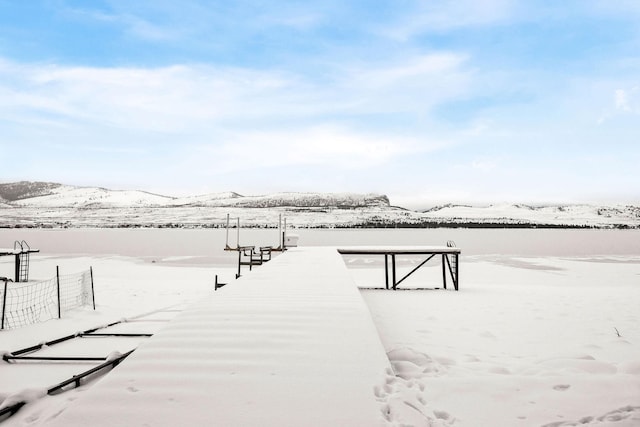 dock area featuring a mountain view