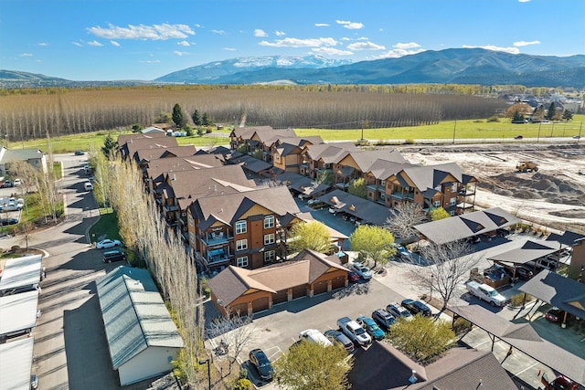 birds eye view of property featuring a residential view and a mountain view