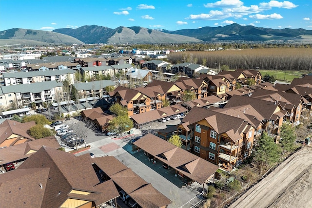 aerial view with a residential view and a mountain view