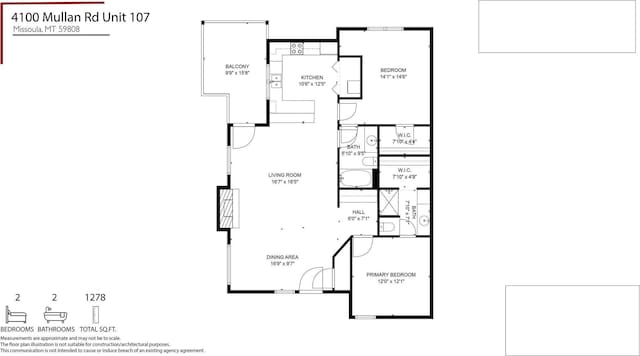 4100 Mullan Rd Unit 107, Missoula, MT 59808 - view of room layout