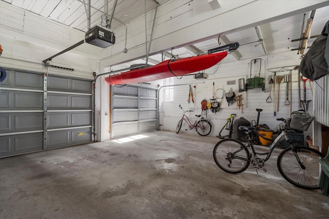 garage with a garage door opener