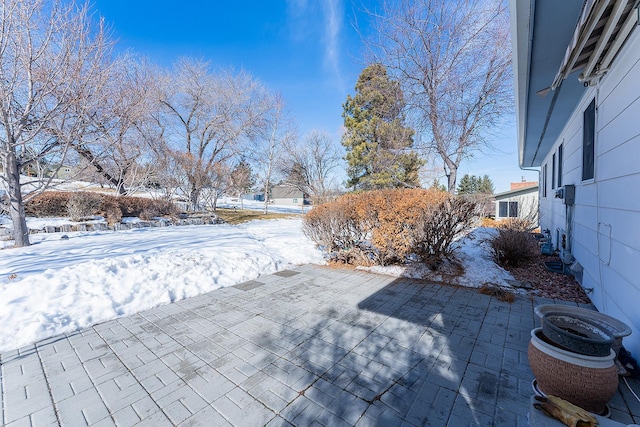 view of yard covered in snow