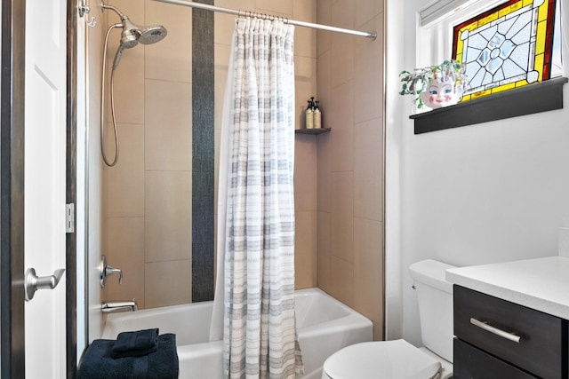 bathroom featuring toilet and shower / bath combo