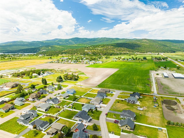 birds eye view of property featuring a residential view and a mountain view