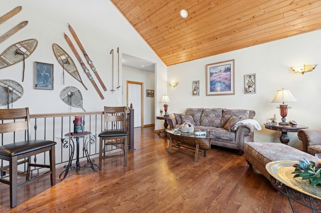 156 Wulff Ln, Lakeside, MT 59922 - living room featuring lofted ceiling, wood finished floors, and wood ceiling