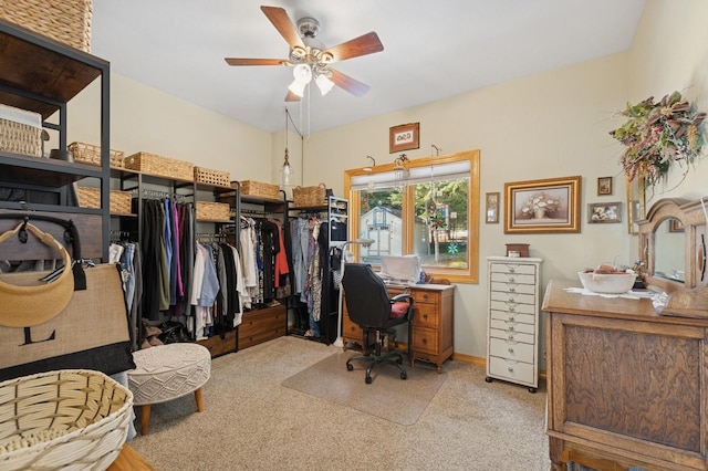 156 Wulff Ln, Lakeside, MT 59922 - office with carpet, ceiling fan, and baseboards