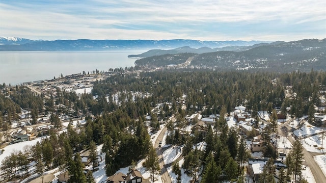 156 Wulff Ln, Lakeside, MT 59922 - aerial view of property's location with a water and mountain view and a heavily wooded area