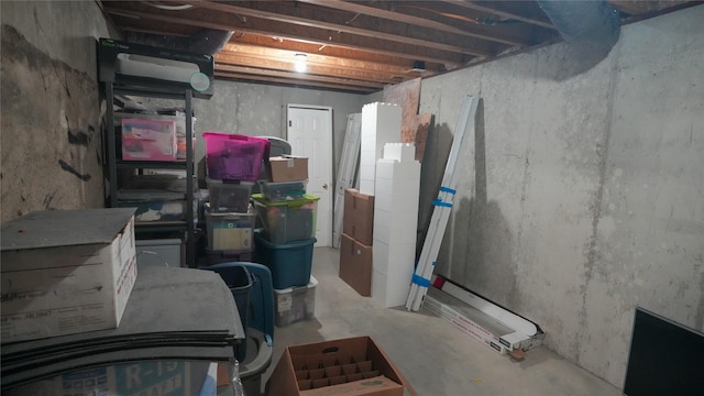 view of unfinished basement