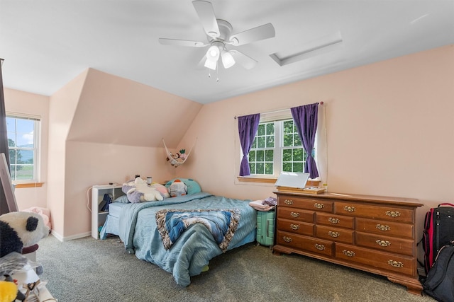 245 Olde Rd, Hamilton, MT 59840 - carpeted bedroom featuring attic access, a ceiling fan, and vaulted ceiling
