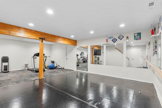 245 Olde Rd, Hamilton, MT 59840 - exercise area featuring recessed lighting and baseboards