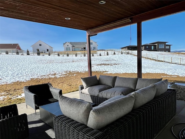 view of patio / terrace featuring outdoor lounge area and a fenced backyard