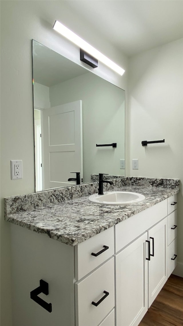 bathroom featuring wood finished floors and vanity