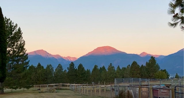 property view of mountains featuring a rural view