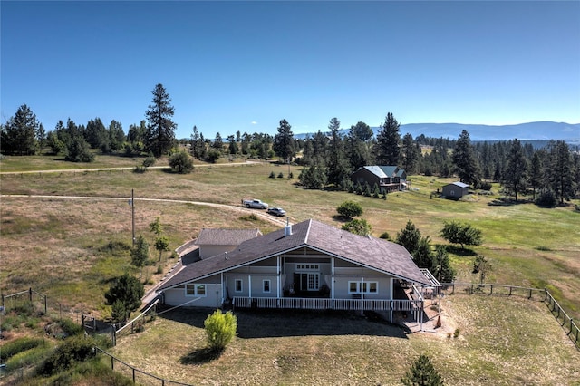 bird's eye view with a rural view and a mountain view