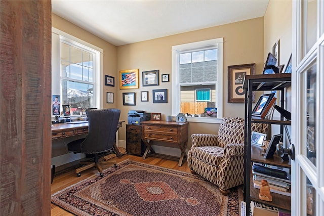 home office featuring wood finished floors